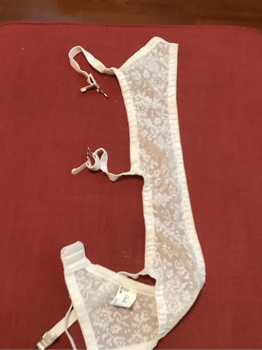 Crownette White Lace Gater with Nylons - Sheer Floral Mesh